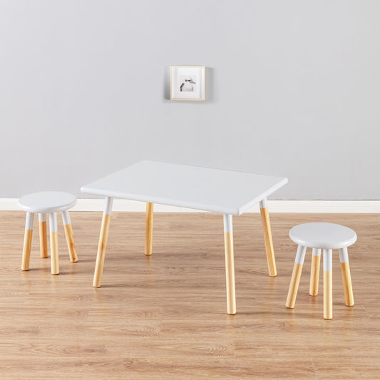 Kids 3 Piece Table and Chair Set - White Dipped