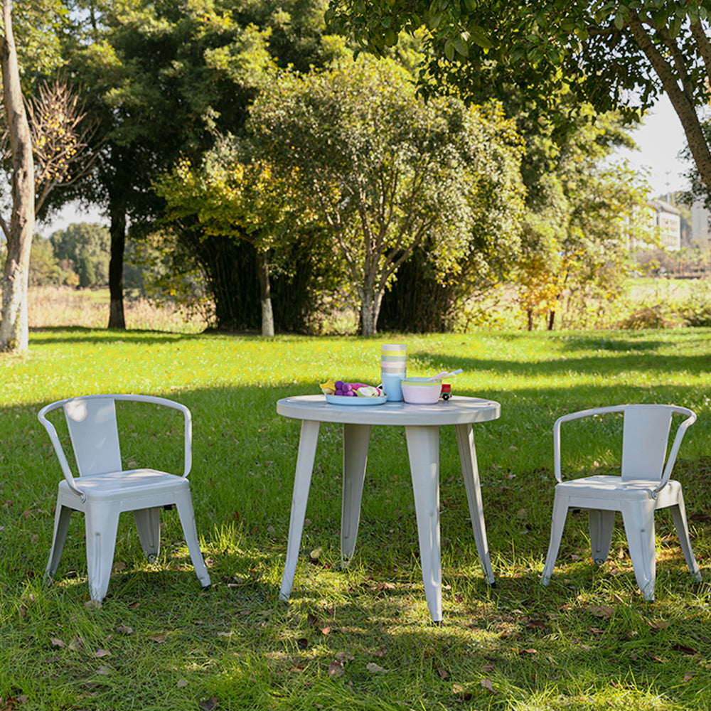 Coco Kids Outdoor 3-Piece Table & Chairs Set in Gray